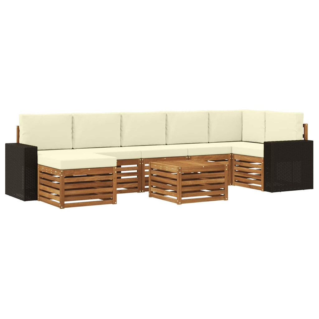 Outdoor-Sofagarnitur mit Kissen 8 pcs Natur und Creme