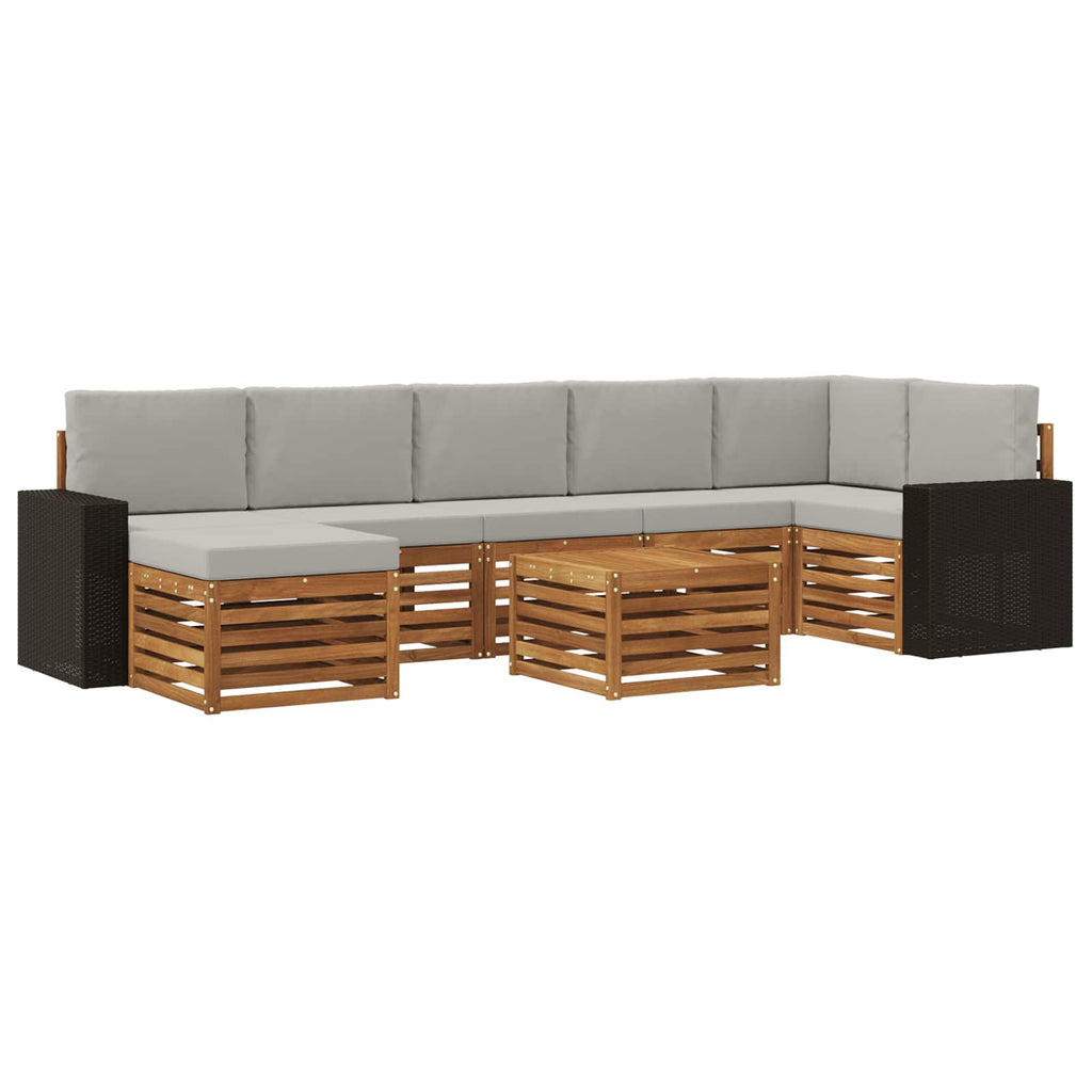 Outdoor-Sofagarnitur mit Kissen 8 pcs Natürlich und Hellgrau