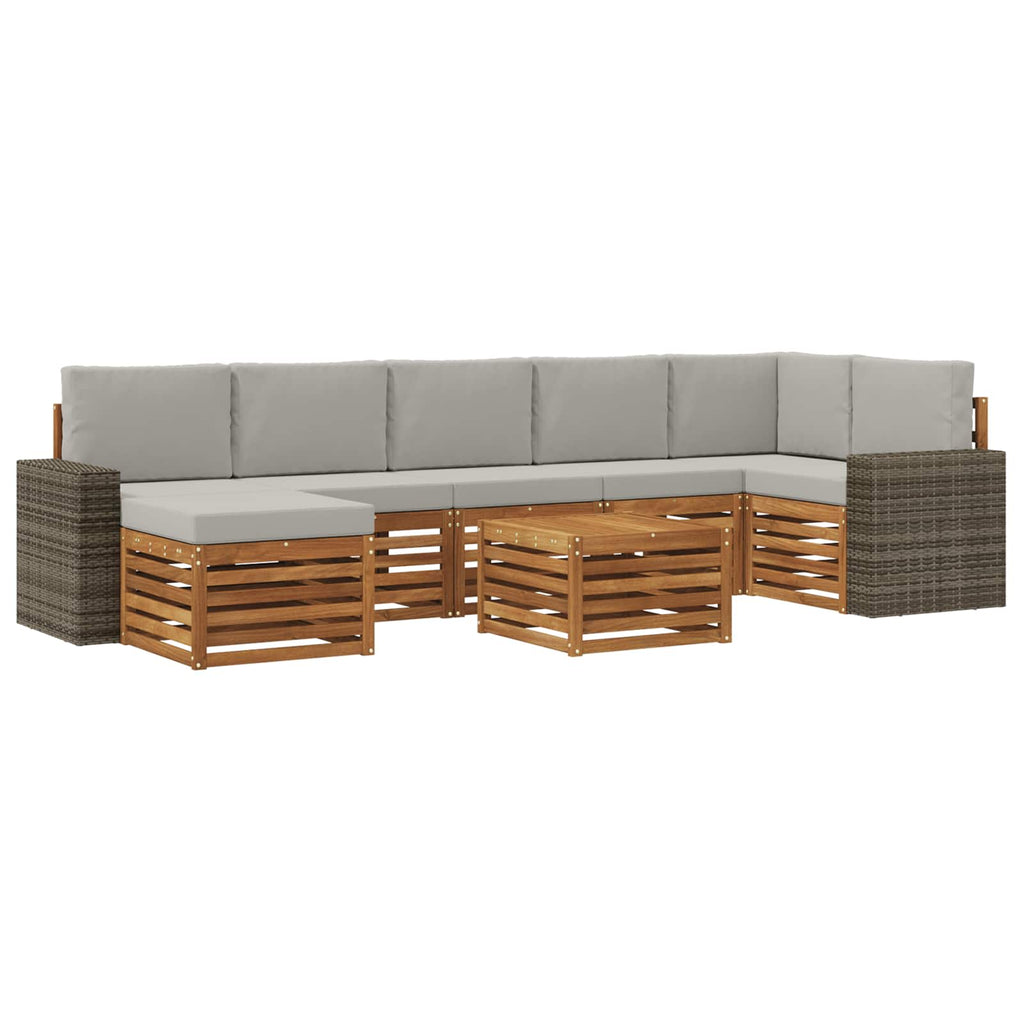 Outdoor-Sofagarnitur mit Kissen 8 pcs Natürlich und Hellgrau