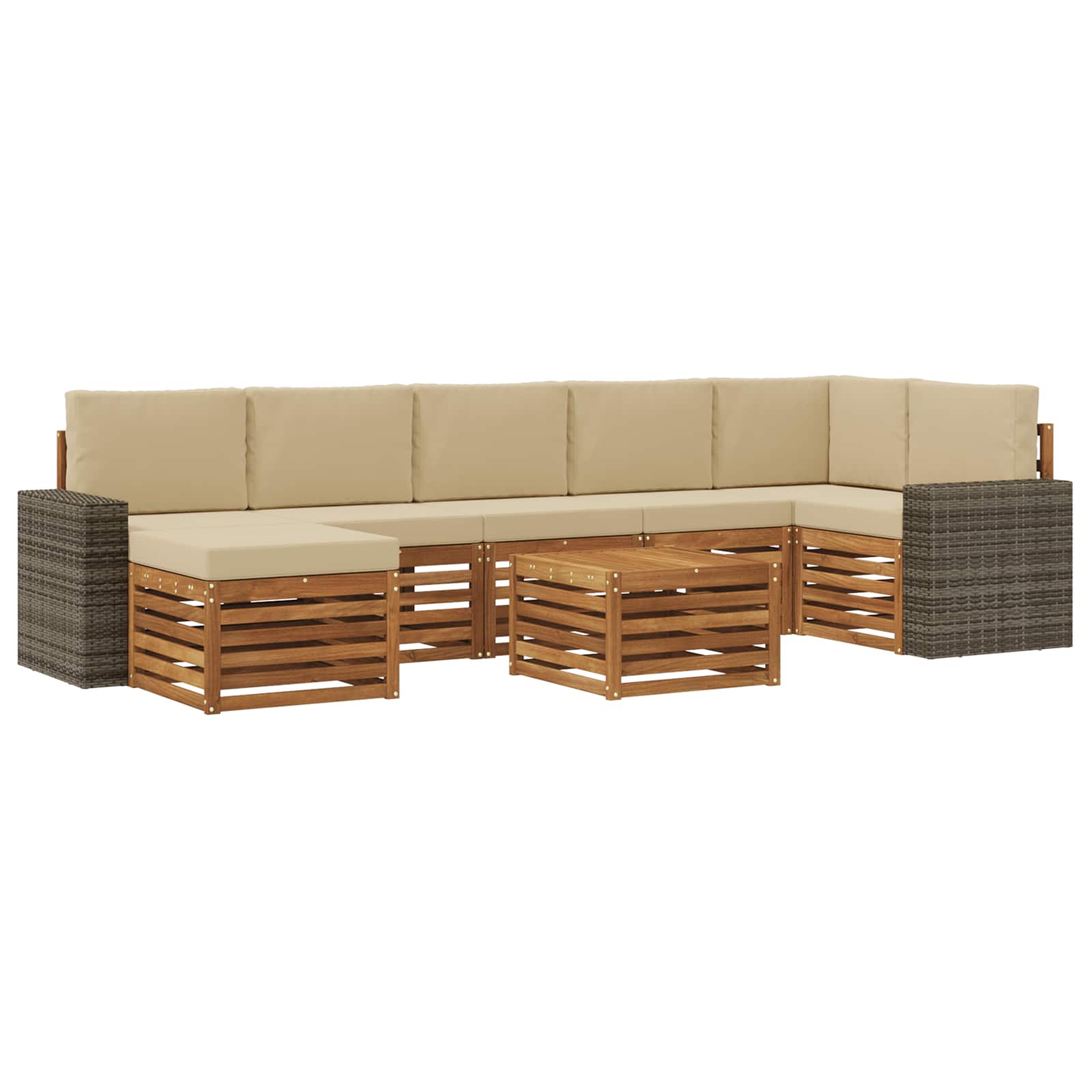 Outdoor-Sofagarnitur mit Kissen 8 pcs Natur und Beige