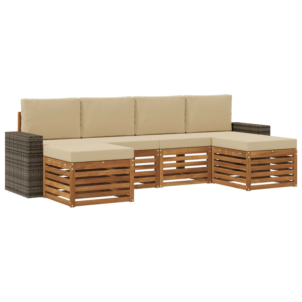 Sofagarnituren 6 pcs Natur und Beige Massivholz Akazie