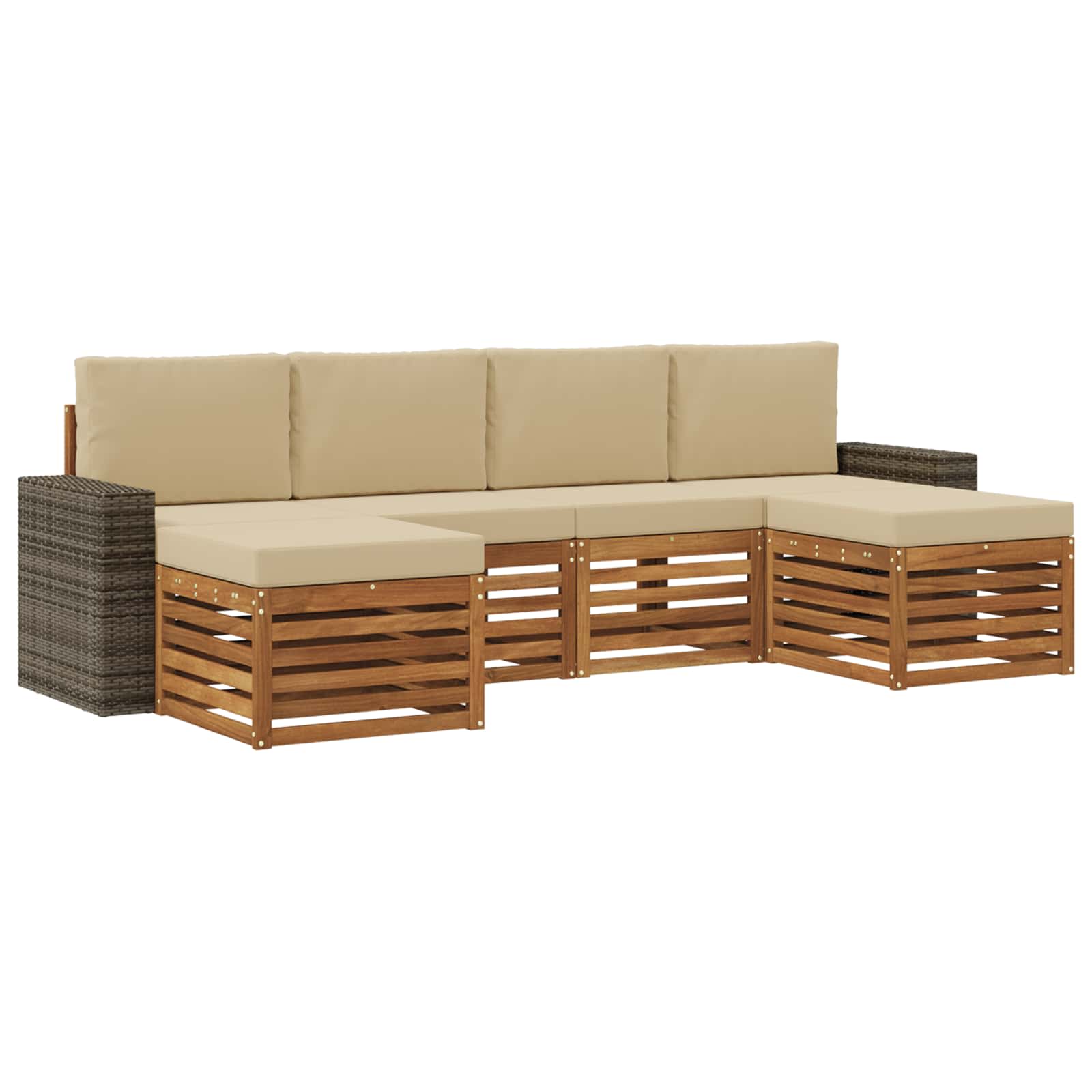 Sofagarnituren 6 pcs Natur und Beige Massivholz Akazie
