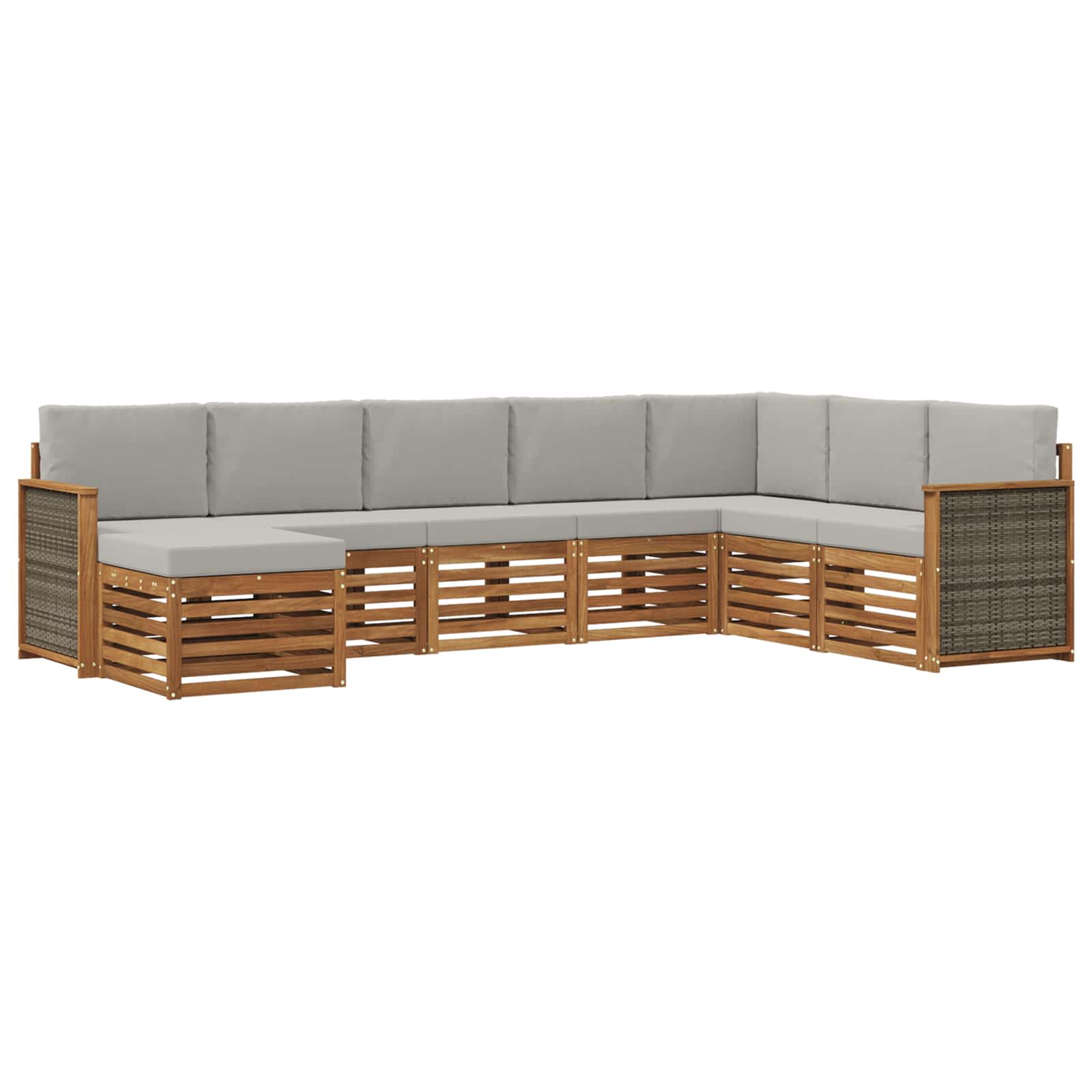 Outdoor-Sofagarnitur mit Kissen 6 pcs Natürlich und Hellgrau