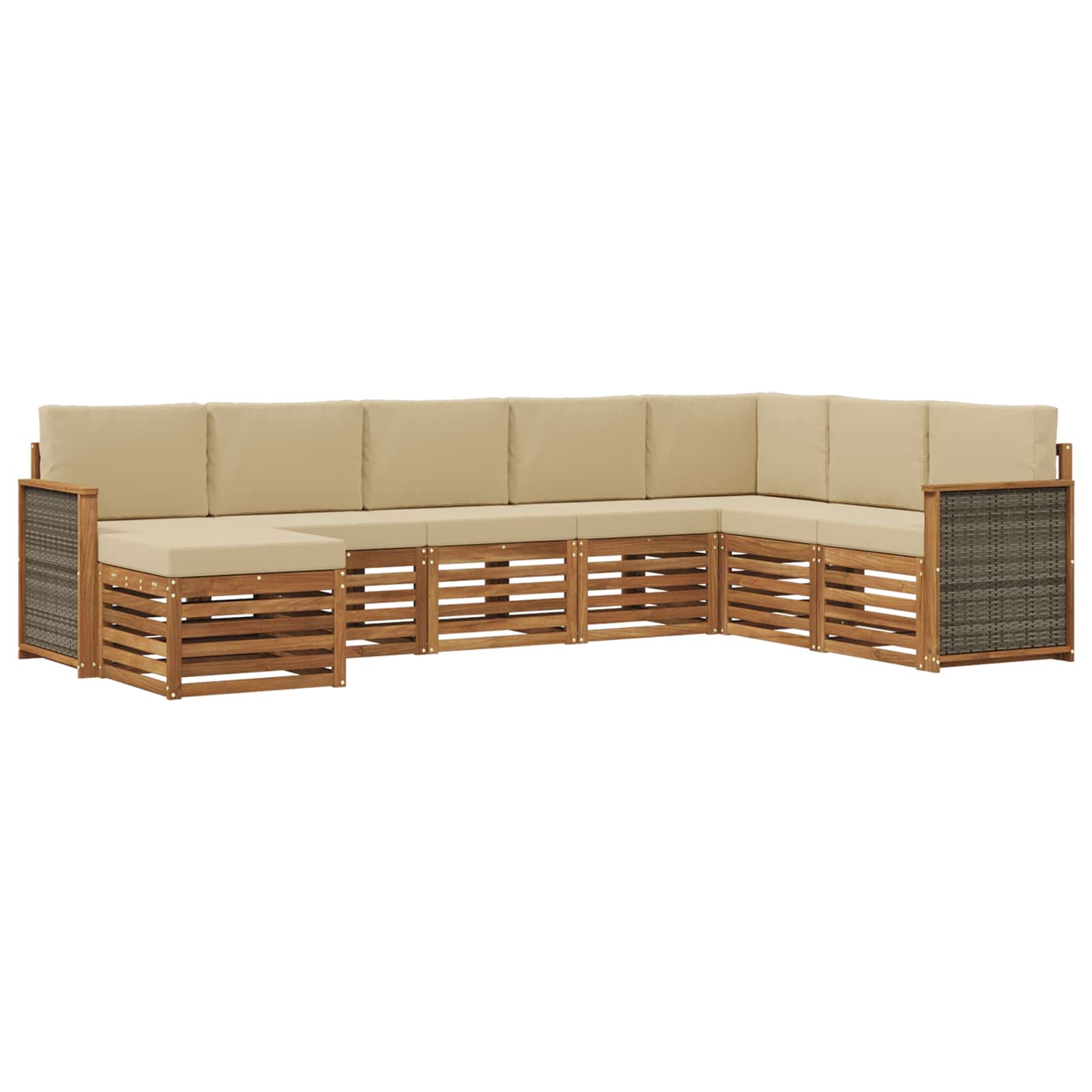 Outdoor-Sofagarnitur mit Kissen 6 pcs Natur