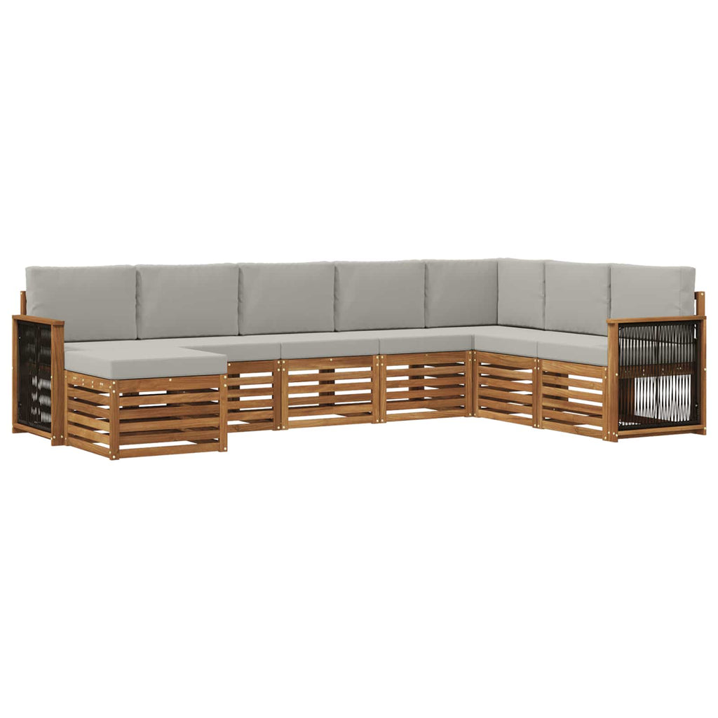 Outdoor-Sofagarnitur mit Kissen 6 pcs Natürlich und Hellgrau