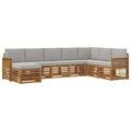 Outdoor-Sofagarnitur mit Kissen 6 pcs Natürlich und Hellgrau