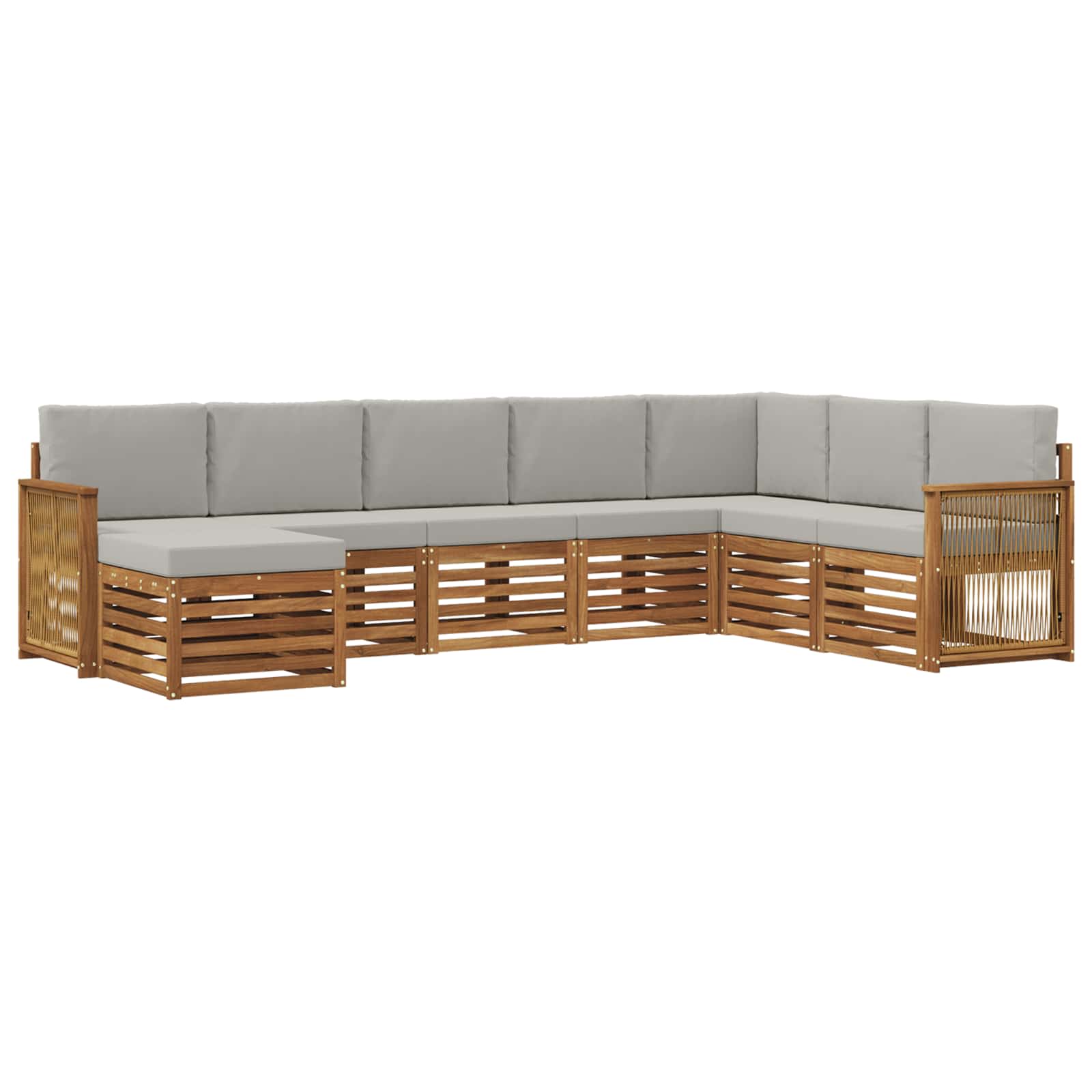Outdoor-Sofagarnitur mit Kissen 6 pcs Natürlich und Hellgrau