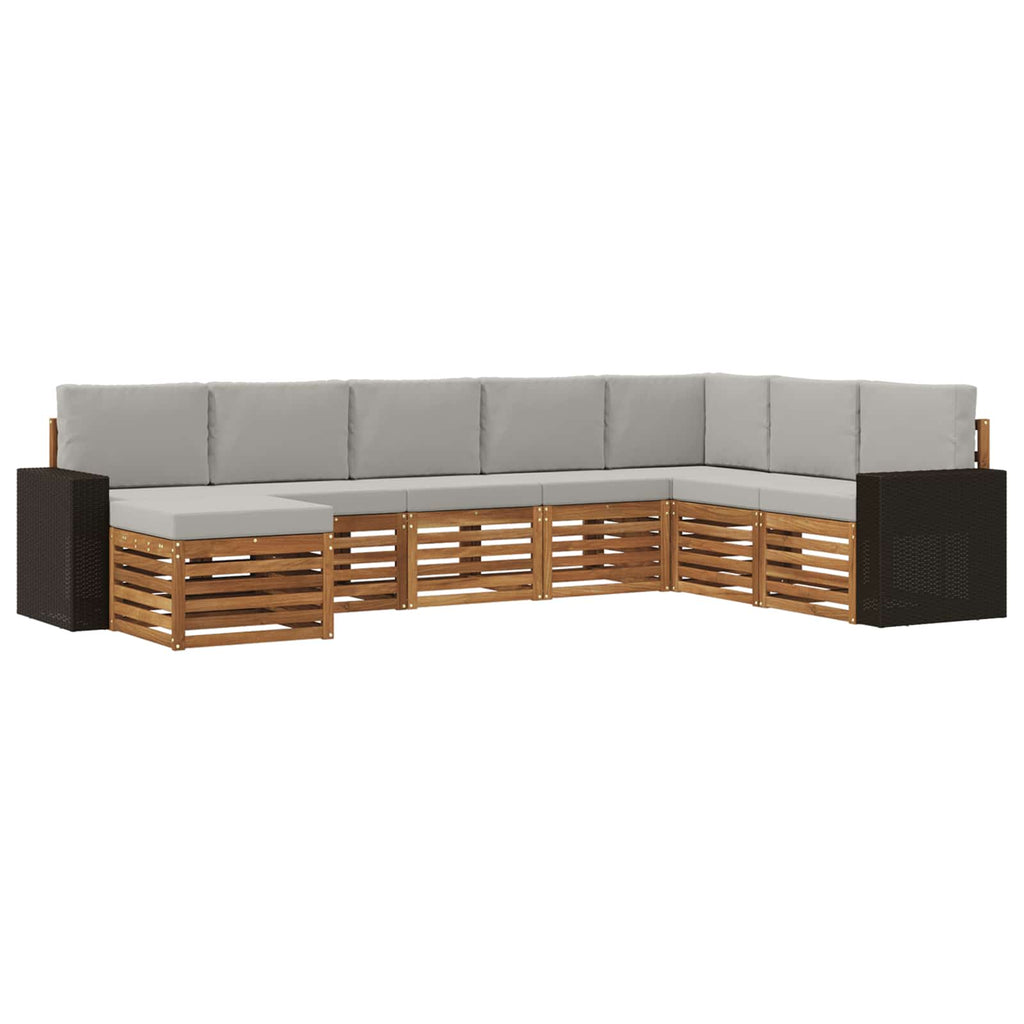 Outdoor-Sofagarnitur mit Kissen 8 pcs Natürlich und Hellgrau