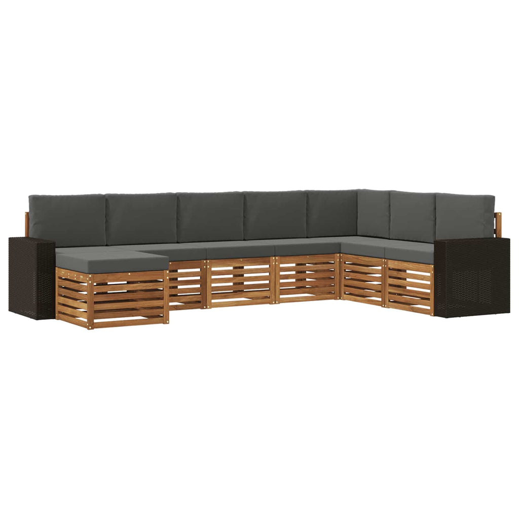 Outdoor-Sofagarnitur mit Kissen 8 pcs Natur und Anthrazit