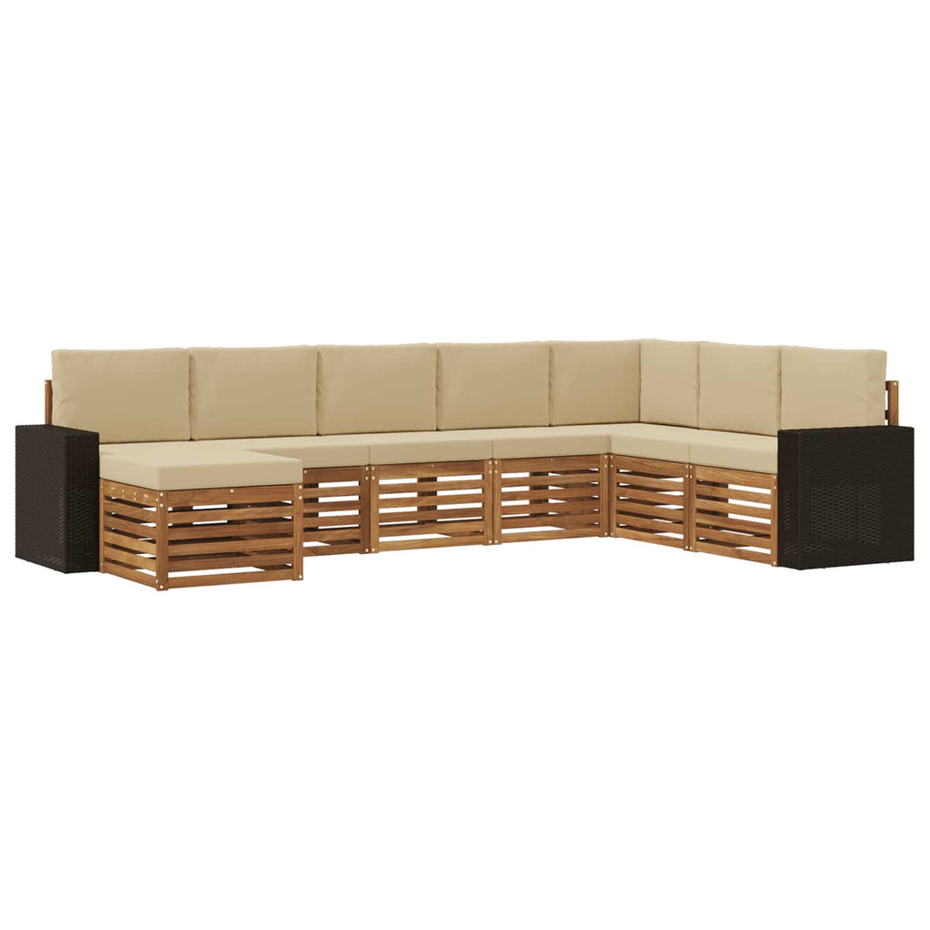 Outdoor-Sofagarnitur mit Kissen 8 pcs Natur und Beige