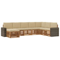 Outdoor-Sofagarnitur mit Kissen 8 pcs Natur und Beige