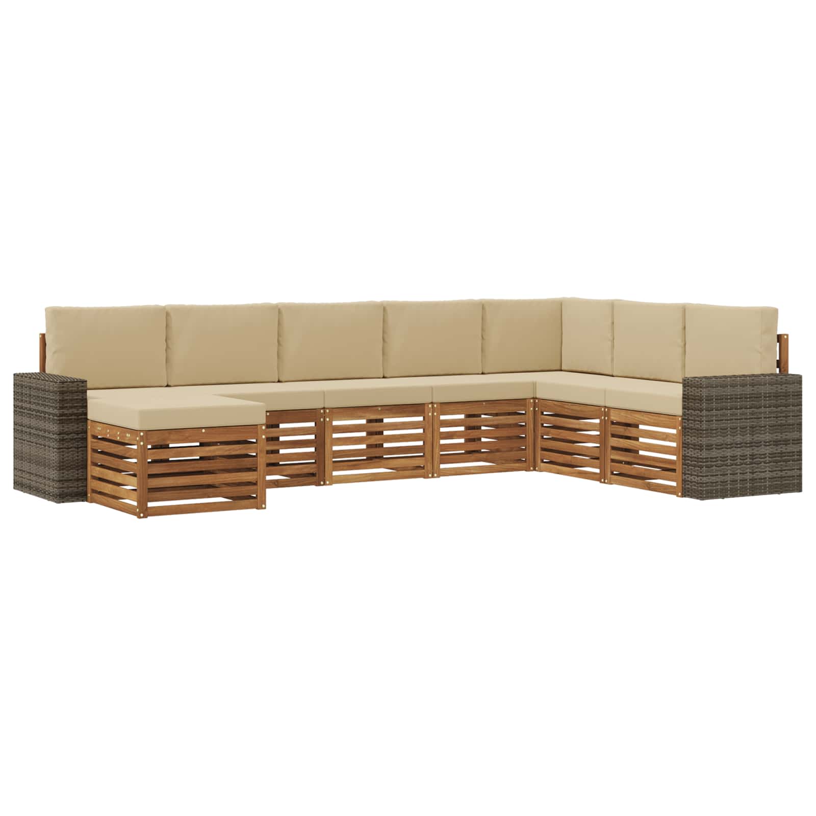Outdoor-Sofagarnitur mit Kissen 8 pcs Natur und Beige