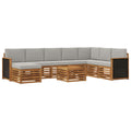 Outdoor-Sofagarnitur mit Kissen 7 pcs Natürlich und Hellgrau
