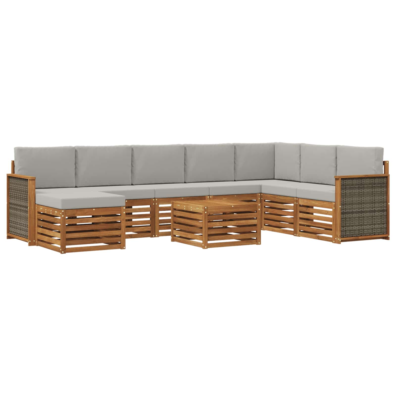 Outdoor-Sofagarnitur mit Kissen 7 pcs Natürlich und Hellgrau