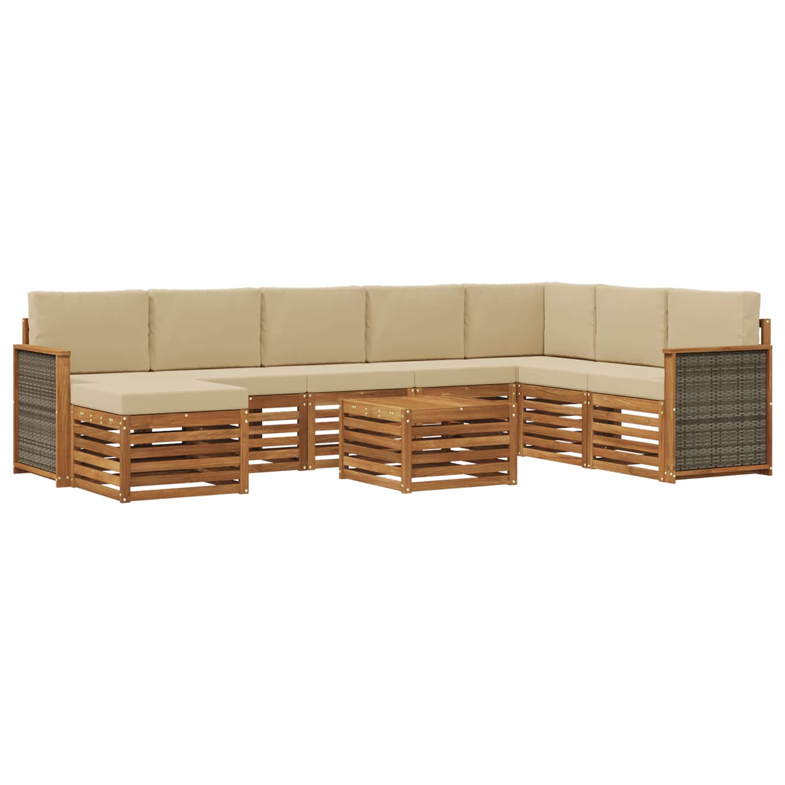 Outdoor-Sofagarnitur mit Kissen 7 pcs Natur