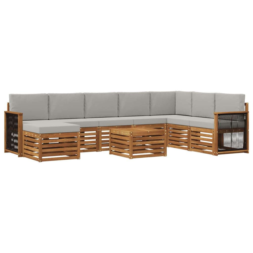 Outdoor-Sofagarnitur mit Kissen 7 pcs Natürlich und Hellgrau