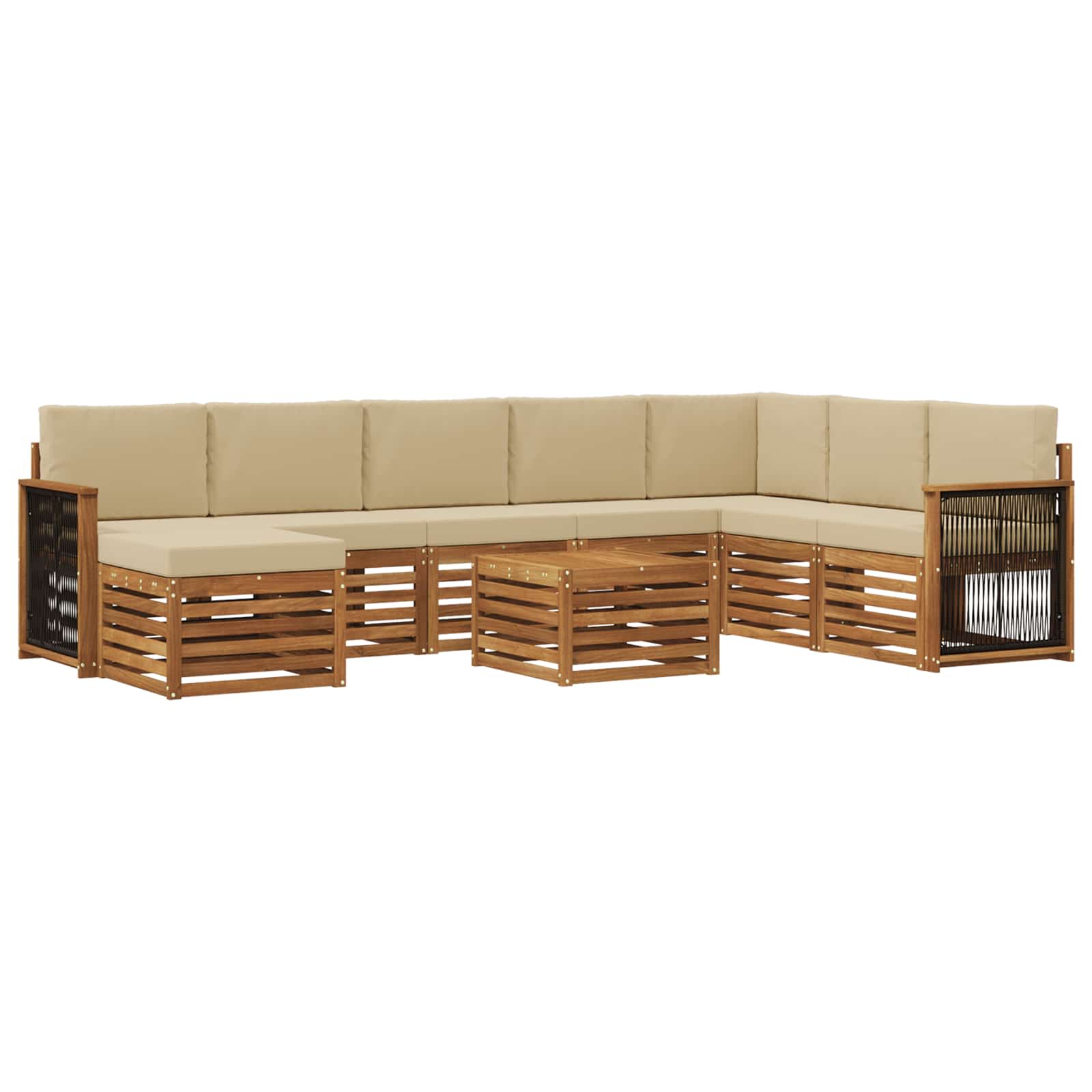 Outdoor-Sofagarnitur mit Kissen 7 pcs Natur