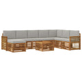 Outdoor-Sofagarnitur mit Kissen 7 pcs Natürlich und Hellgrau