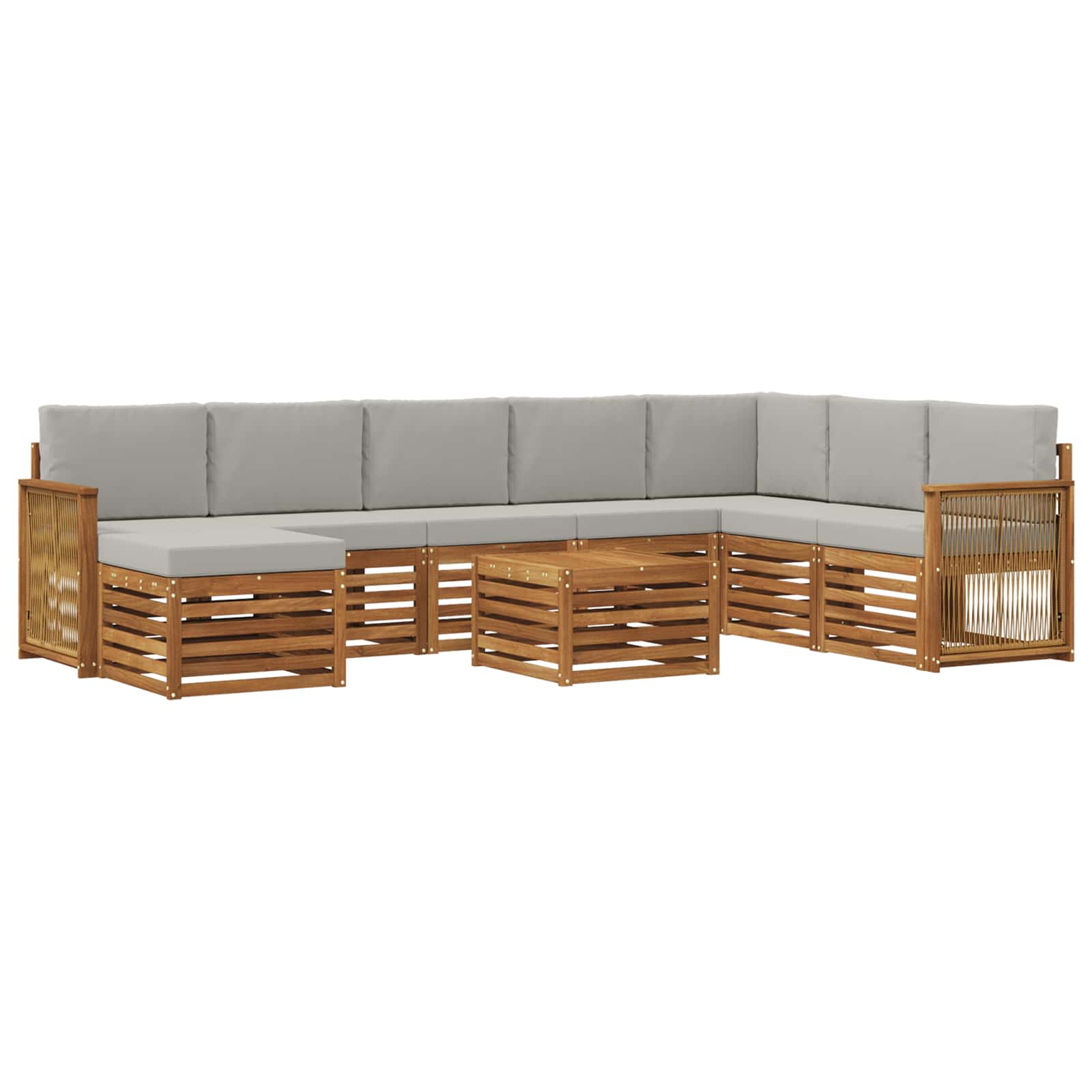 Outdoor-Sofagarnitur mit Kissen 7 pcs Natürlich und Hellgrau