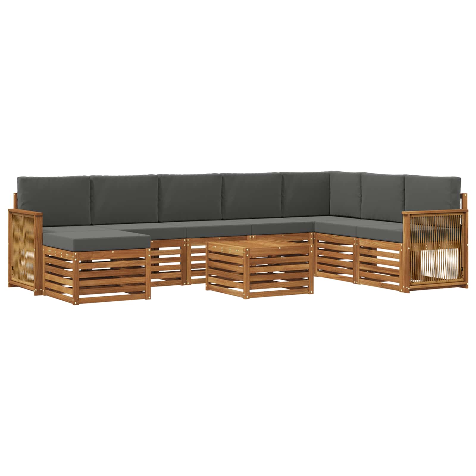 Outdoor-Sofagarnitur mit Kissen 7 pcs Natur und Anthrazit