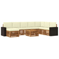 Outdoor-Sofagarnitur mit Kissen 9 pcs Natur und Creme