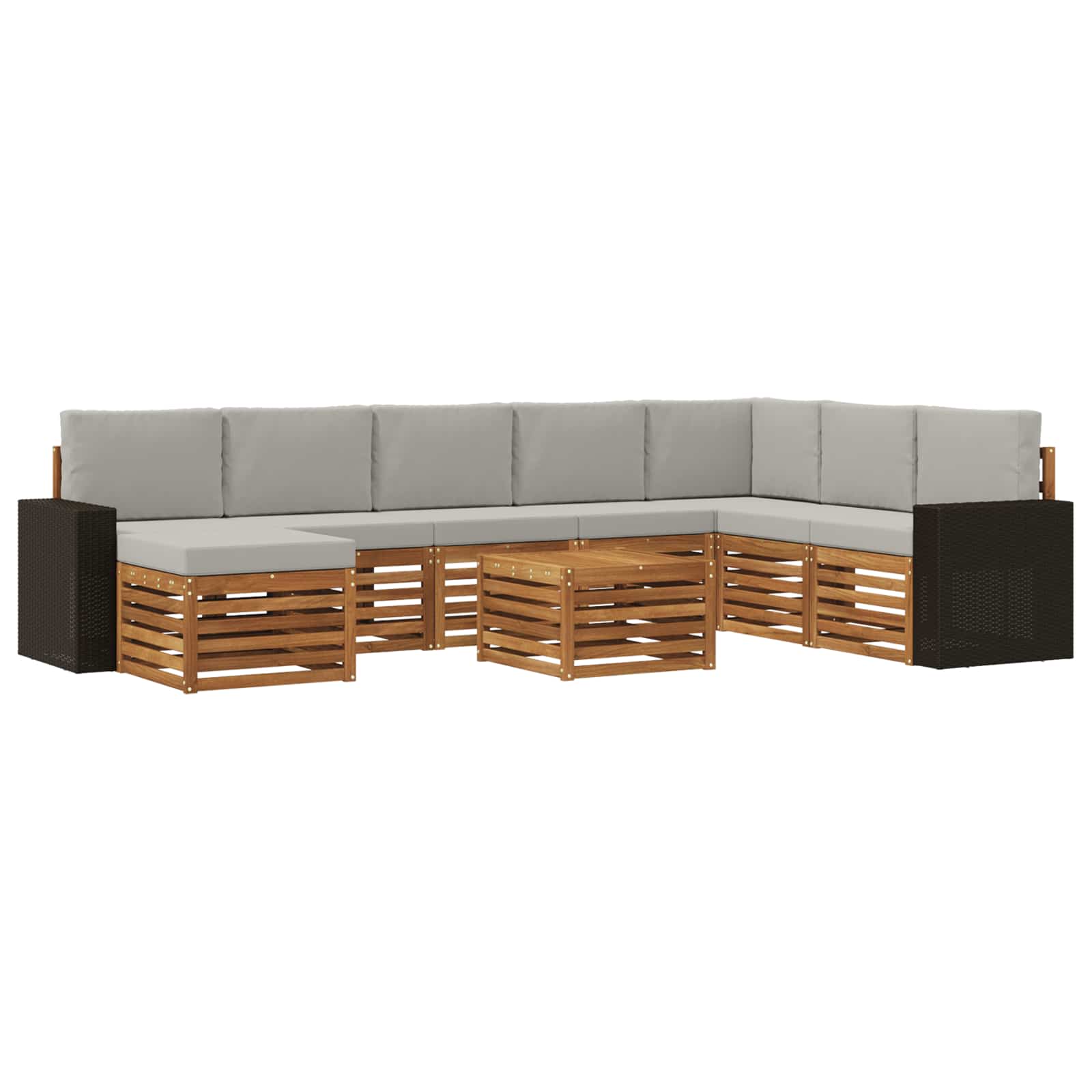 Outdoor-Sofagarnitur mit Kissen 9 pcs Natürlich und Hellgrau