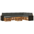 Outdoor-Sofagarnitur mit Kissen 9 pcs Natur und Anthrazit