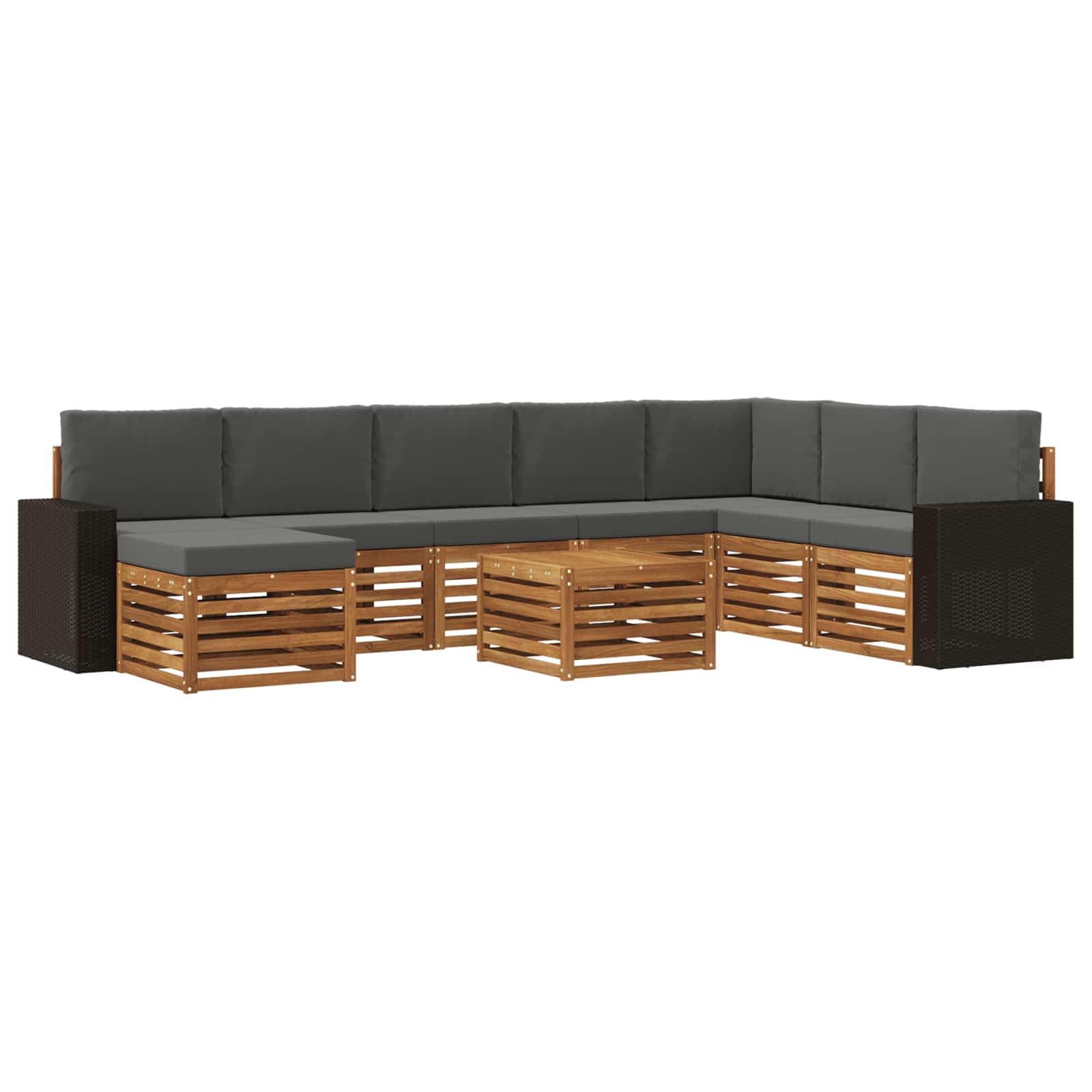 Outdoor-Sofagarnitur mit Kissen 9 pcs Natur und Anthrazit