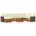 Outdoor-Sofagarnitur mit Kissen 9 pcs Natur und Creme