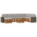 Outdoor-Sofagarnitur mit Kissen 9 pcs Natürlich und Hellgrau