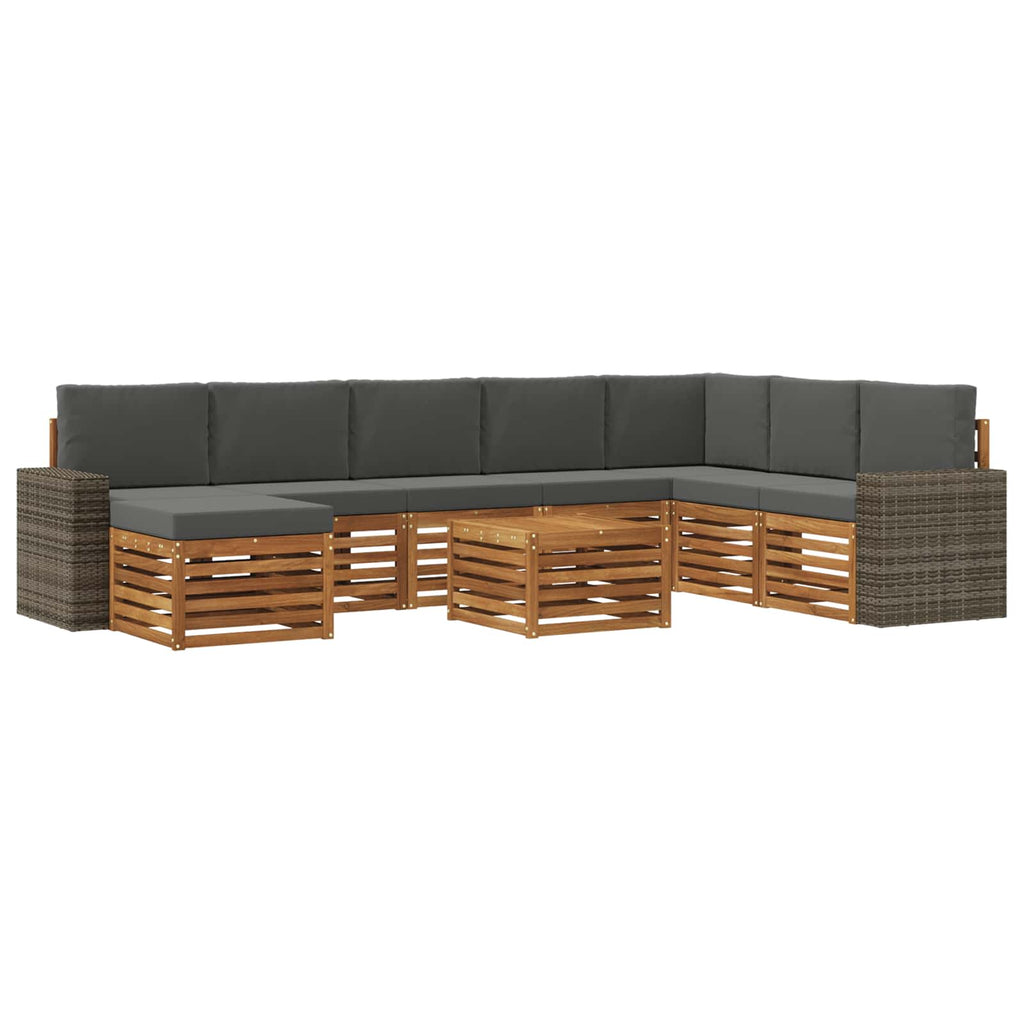 Outdoor-Sofagarnitur mit Kissen 9 pcs Natur und Anthrazit