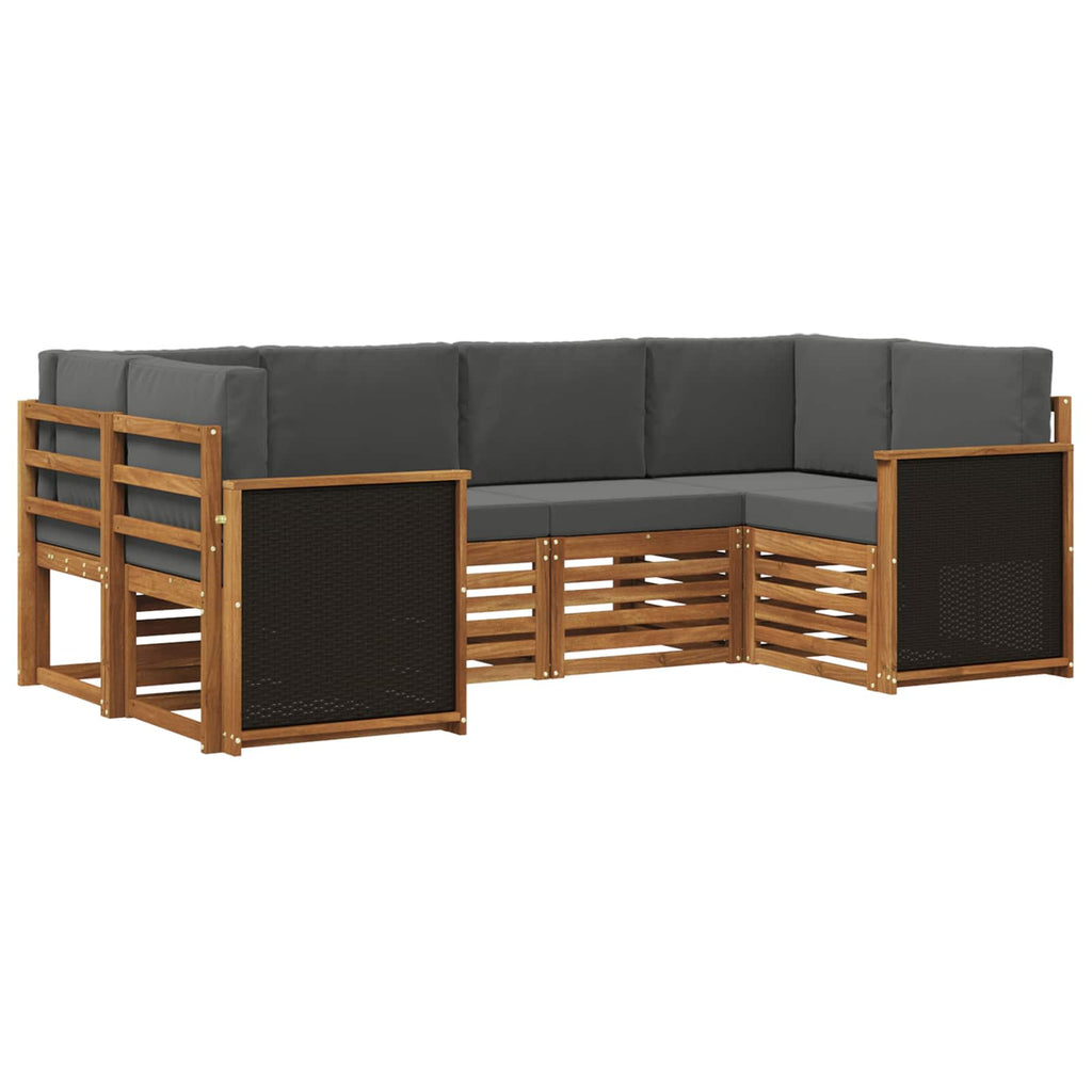 Ecksofa Set mit Kissen 5 pcs Natur und Anthrazit