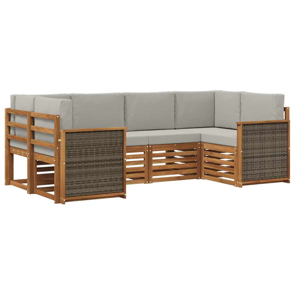 Ecksofa Set mit Kissen 5 pcs Natürlich und Hellgrau