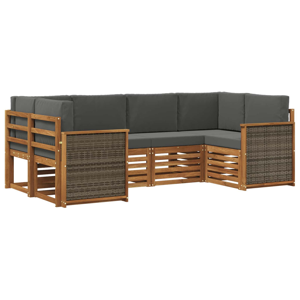 Ecksofa Set mit Kissen 5 pcs Natur und Anthrazit