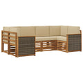 Ecksofa Set 5 pcs Natur Massives Akazienholz und Polyester