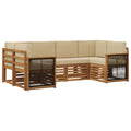 Ecksofa Set 5 pcs Natur Massives Akazienholz und Polyester