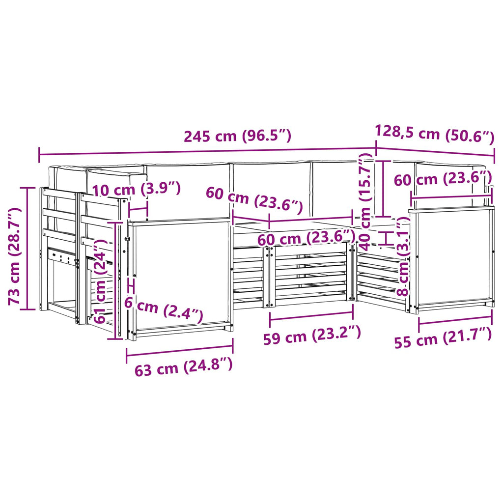 Ecksofa Set mit Kissen 5 pcs Natürlich und Hellgrau