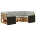 Ecksofa Set mit Kissen 6 pcs Natürlich und Hellgrau Polyester
