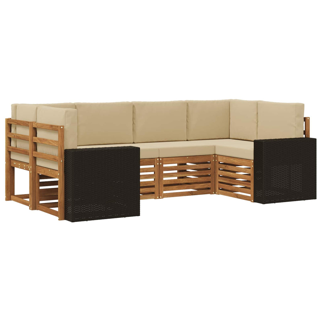 Ecksofa Set mit Kissen 6 pcs Natur und Beige Polyester