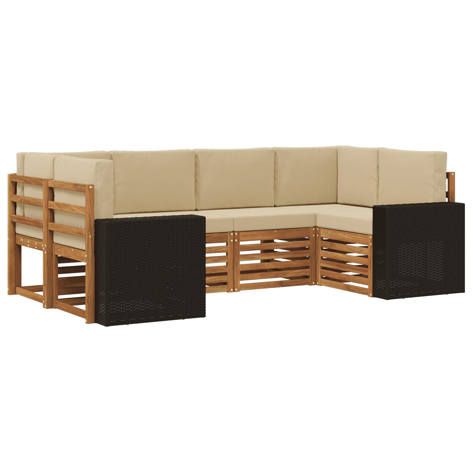 Ecksofa Set mit Kissen 6 pcs Natur und Beige Polyester