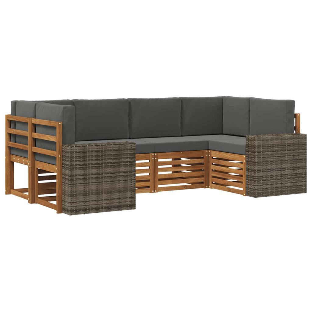 Ecksofa Set mit Kissen 6 pcs Natur und Anthrazit Polyester
