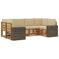 Ecksofa Set mit Kissen 6 pcs Natur und Beige Polyester