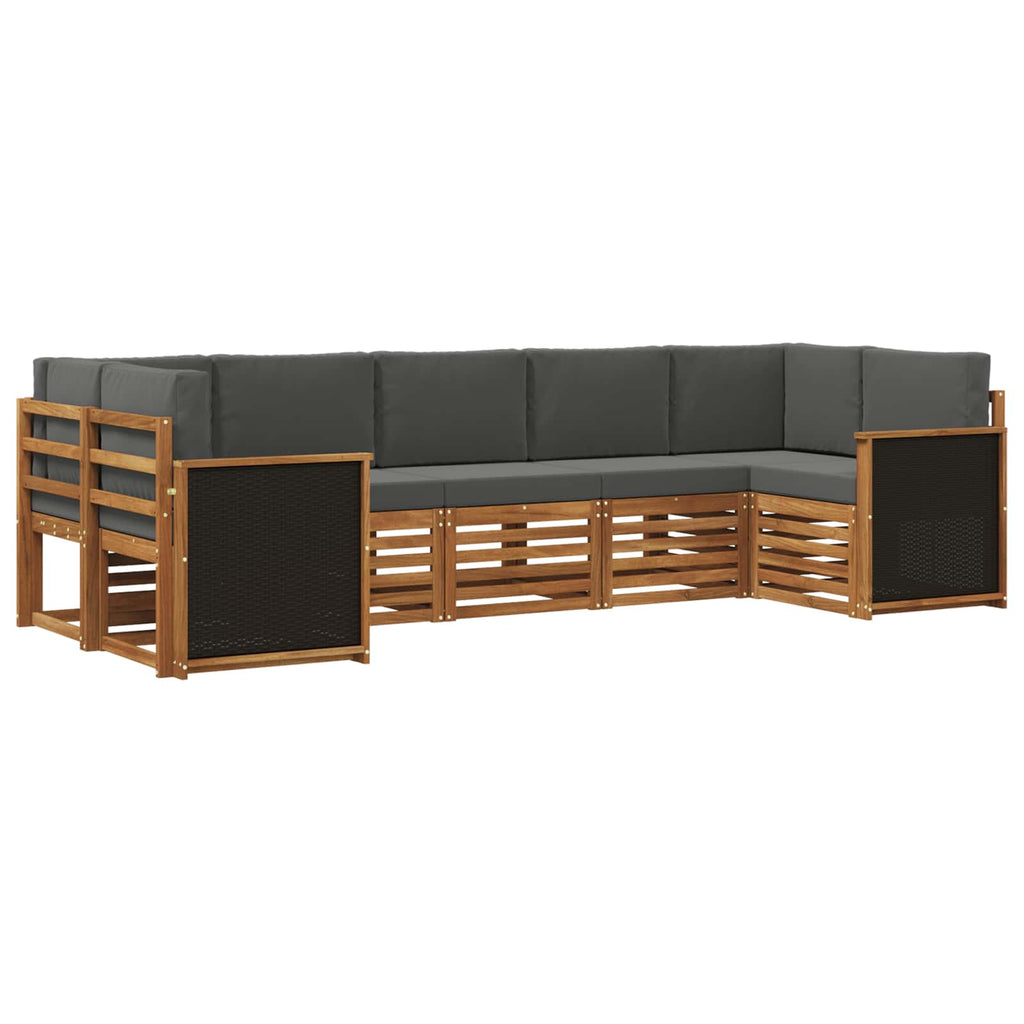 Ecksofa Set mit Kissen 6 pcs Natur und Anthrazit