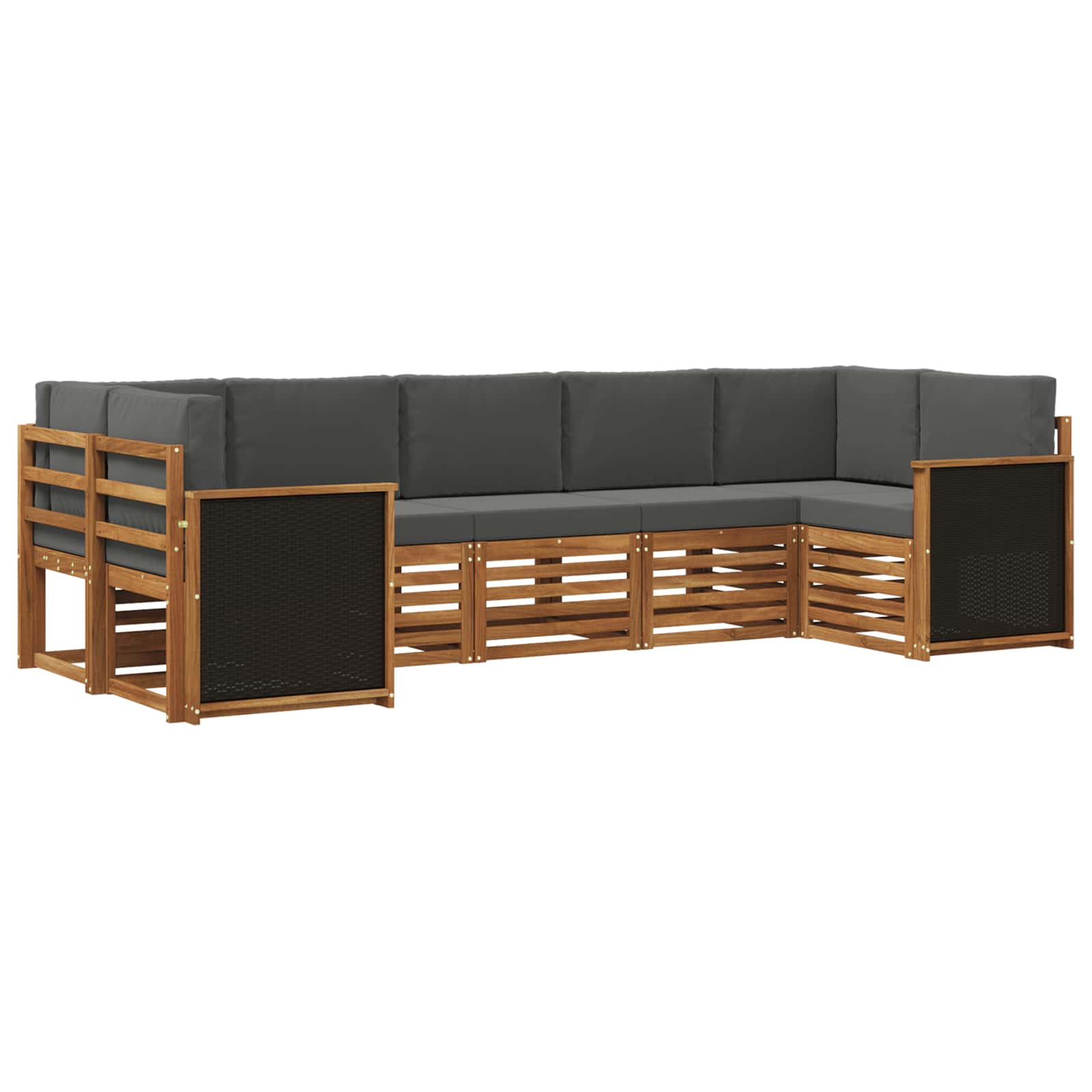 Ecksofa Set mit Kissen 6 pcs Natur und Anthrazit