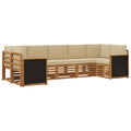 Ecksofa Set 6 pcs Natur Massives Akazienholz und Polyester