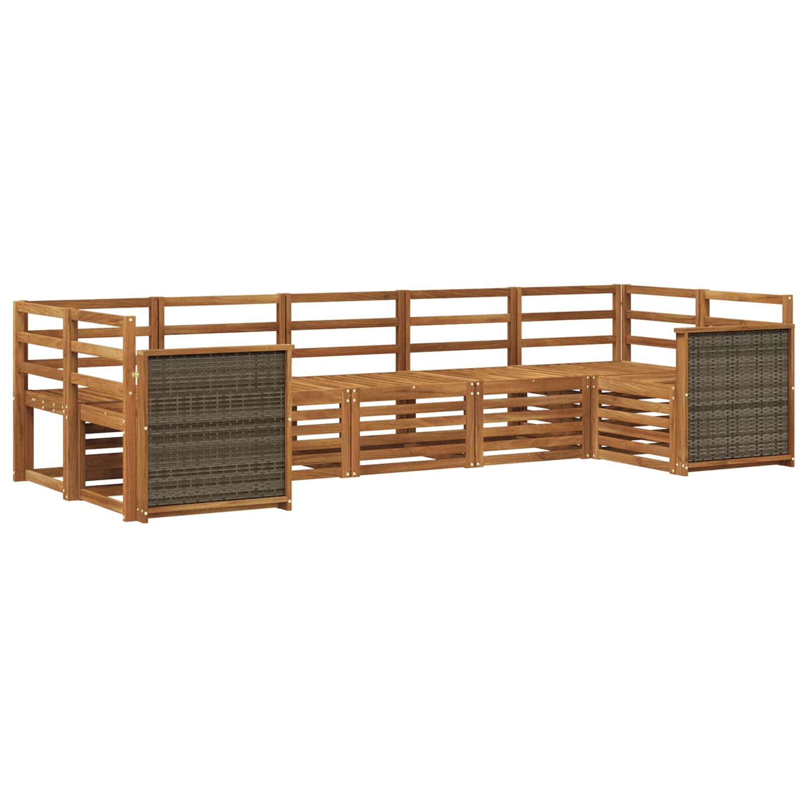 Ecksofa Set 6 pcs Natur Massivholz Akazie