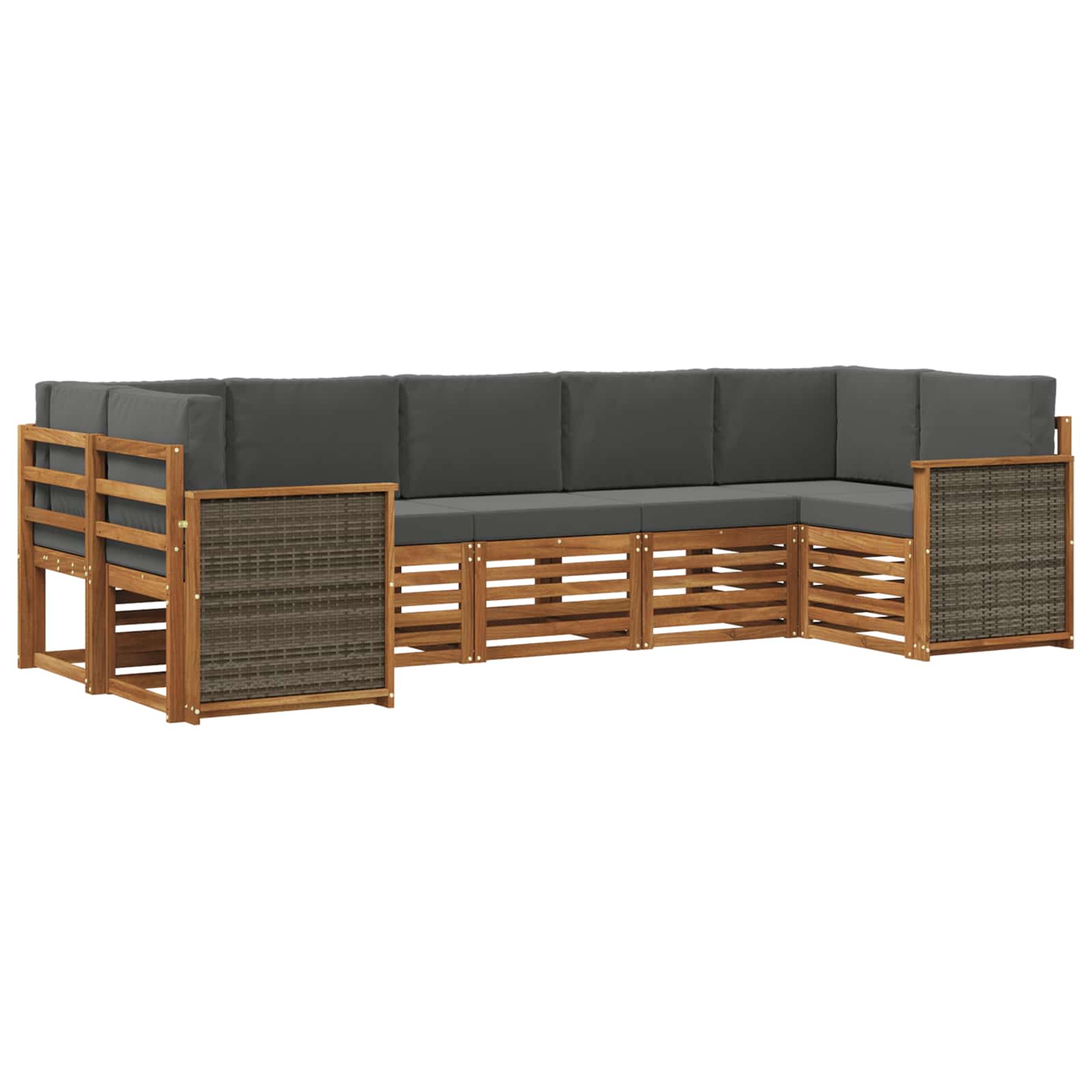 Ecksofa Set mit Kissen 6 pcs Natur und Anthrazit
