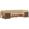 Ecksofa Set 6 pcs Natur Massives Akazienholz und Polyester
