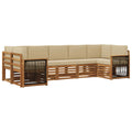 Ecksofa Set 6 pcs Natur Massives Akazienholz und Polyester