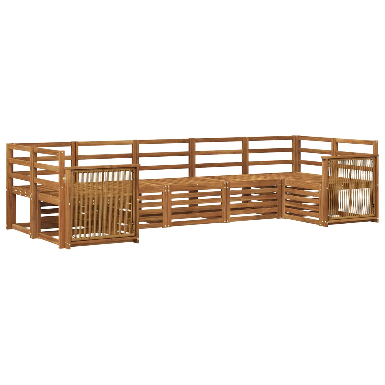 Ecksofa Set 6 pcs Natur Massivholz Akazie